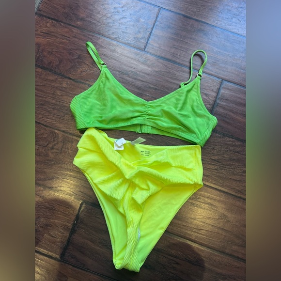 aerie Other - New with tags vibrant Aerie Lime Green and Neon Yellow Bikini set women’s large